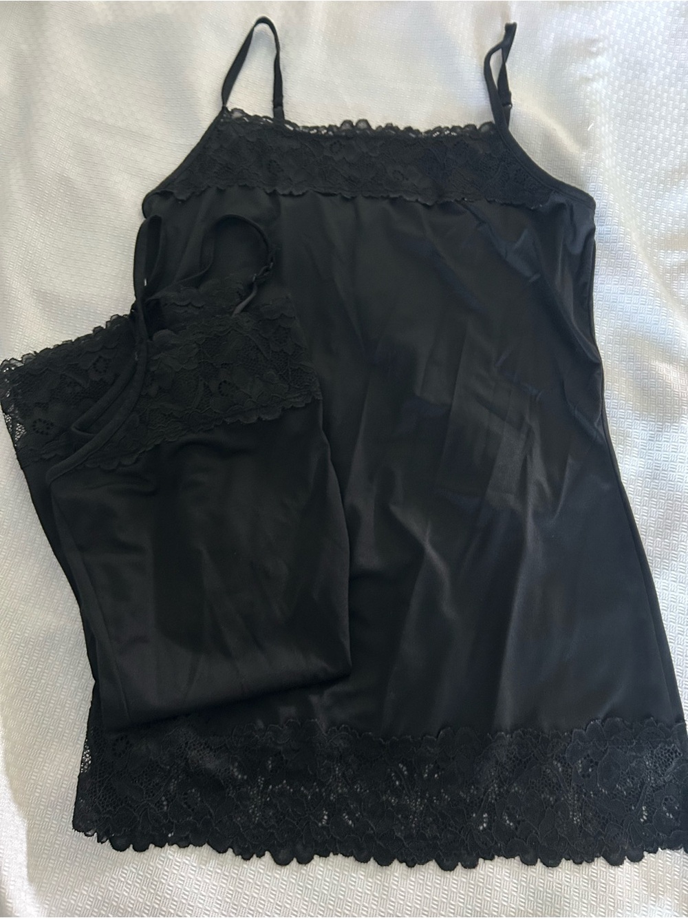 Maurices TWO Black Lace-Trim Slip Camisoles